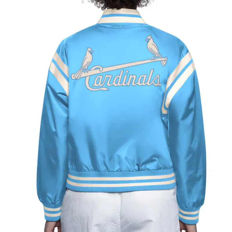 St. Louis Cardinals Light Blue Satin Jacket – Back View