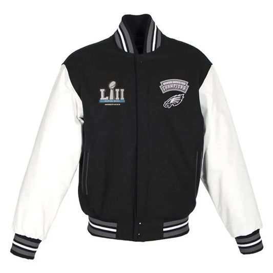 Philadelphia Eagles Black Varsity Jacket – Front View