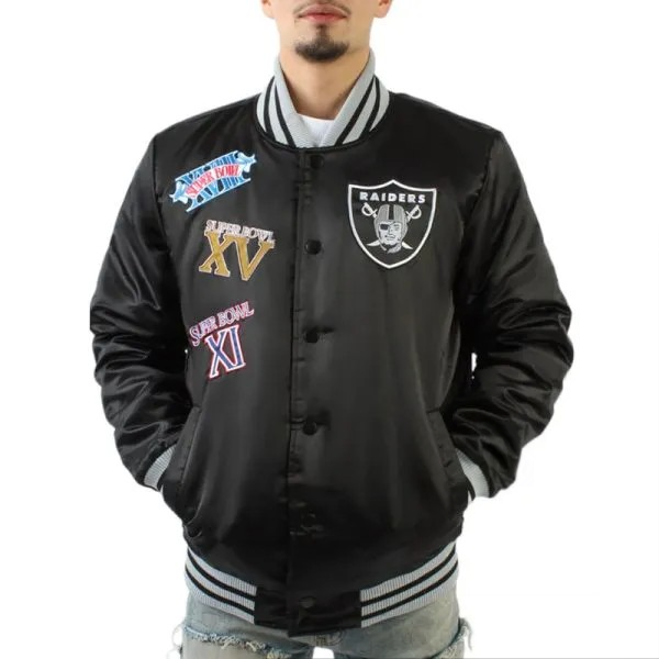 Las Vegas Raiders Black Sports Jacket – Front View