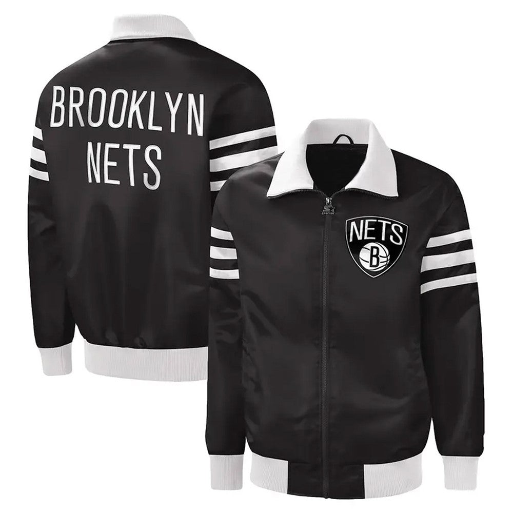 Brooklyn Nets Black Varsity Jacket – Front View