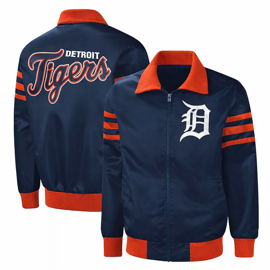 Detroit Tigers Navy Varsity Jacket – Front View