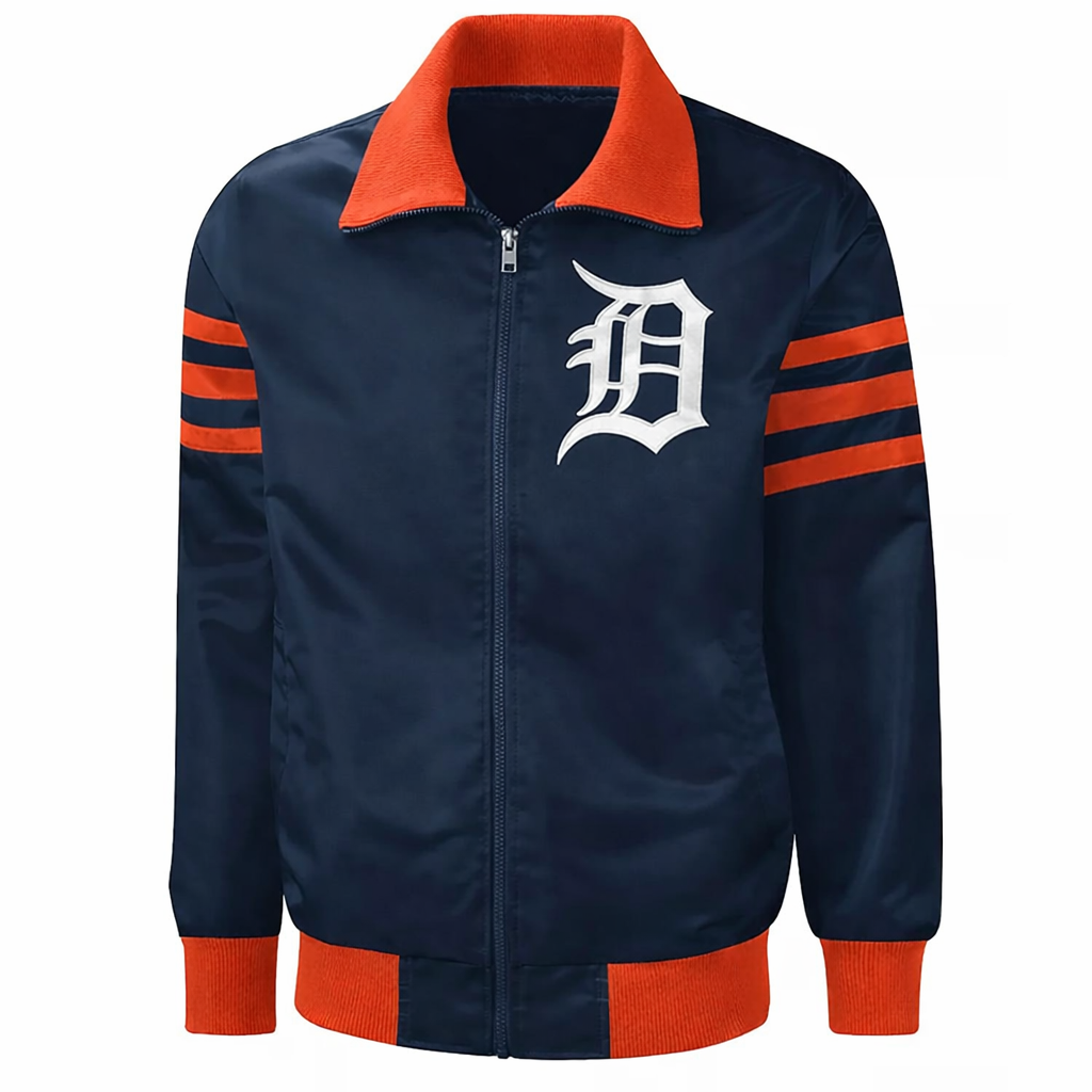 Detroit Tigers Navy Varsity Jacket – Side View