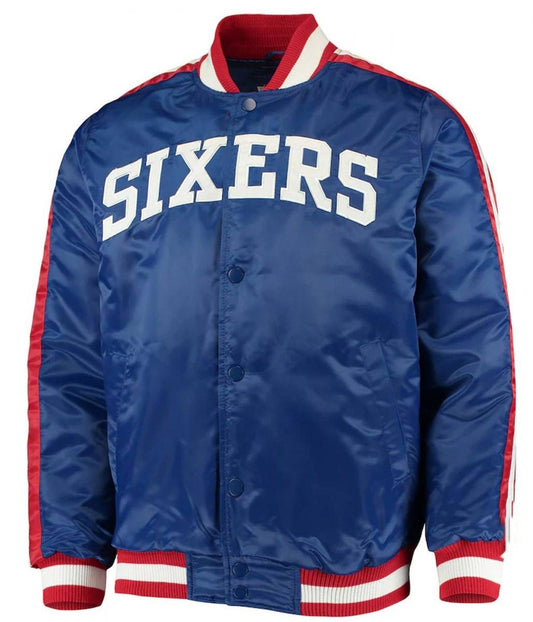 Philadelphia 76ers Blue Varsity Jacket – Side View
