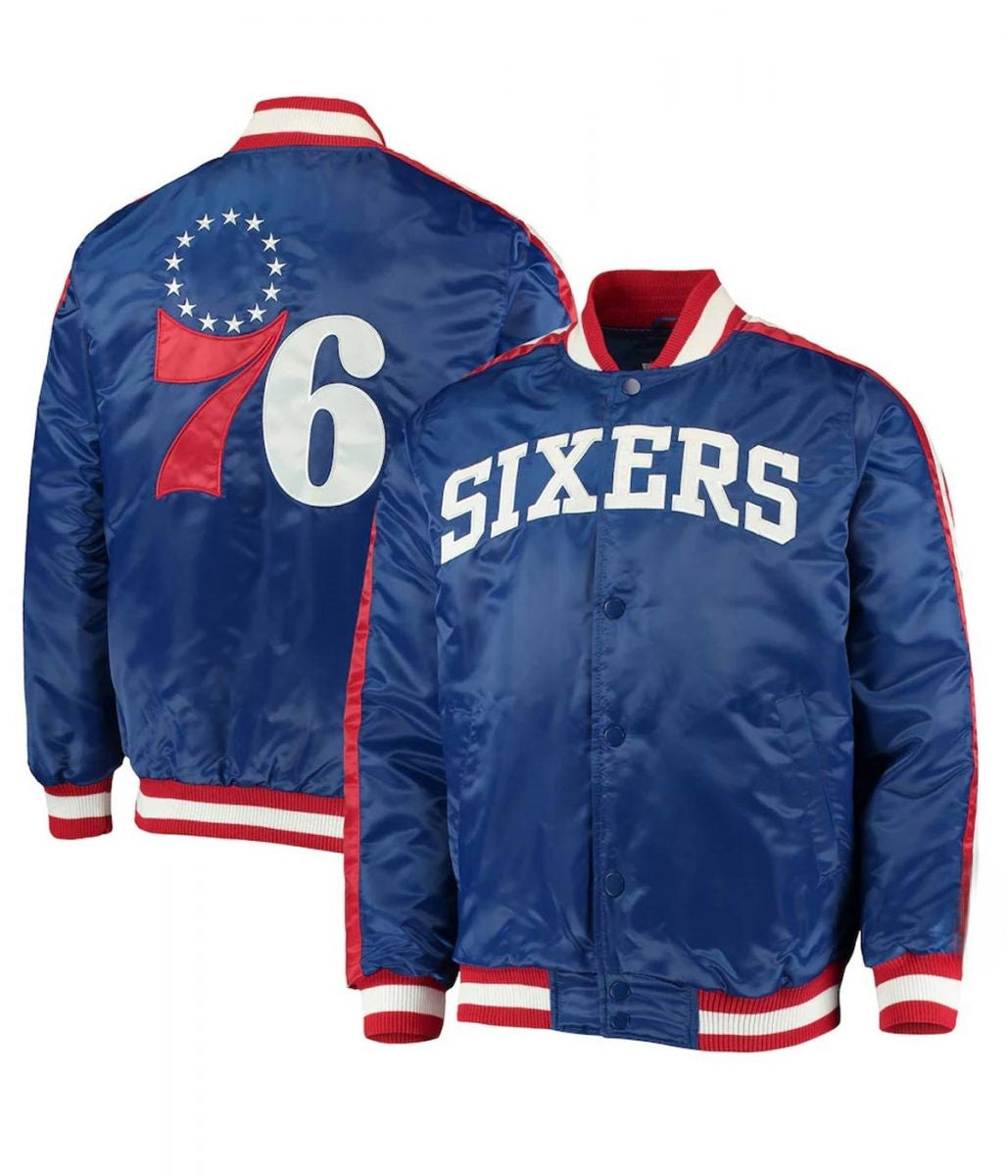 Philadelphia 76ers Blue Varsity Jacket – Front View