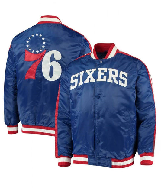 Philadelphia 76ers Blue Varsity Jacket – Front View