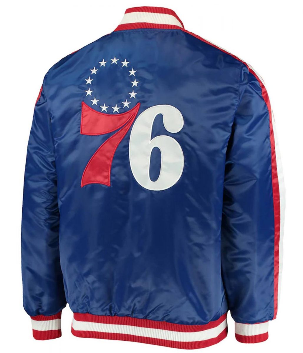 Philadelphia 76ers Blue Varsity Jacket – Back View