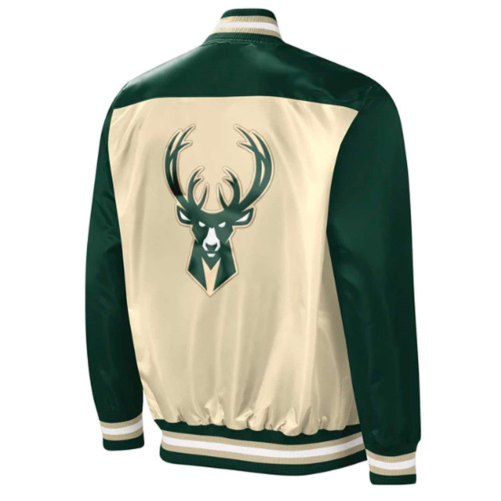 Milwaukee Bucks Green Satin Jacket – Back View