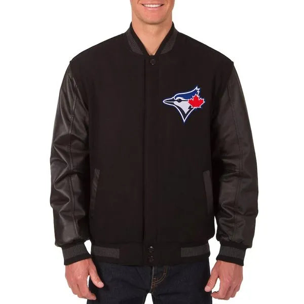 Toronto Blue Jays Black Varsity Jacket – Front View