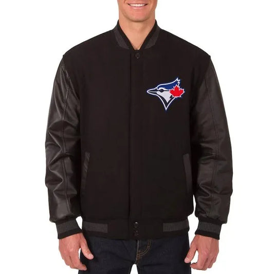 Toronto Blue Jays Black Varsity Jacket – Front View