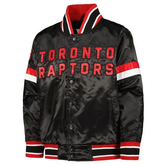 Toronto Raptors Black Satin Jacket – Front View