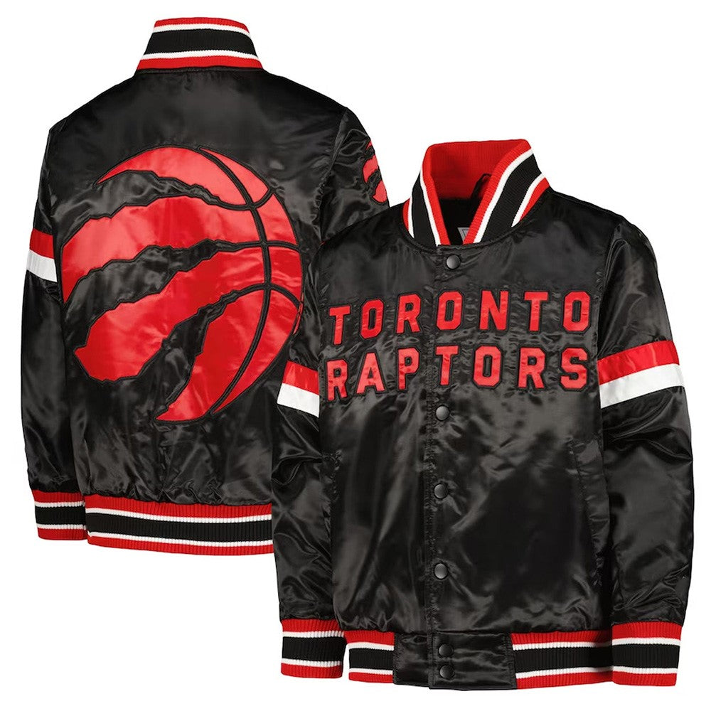 Toronto Raptors Black Satin Jacket – Side View