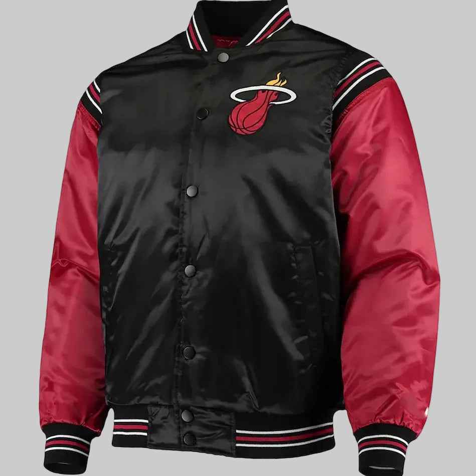 Tough Season Miami Heat Red and Black Varsity Satin Jacket