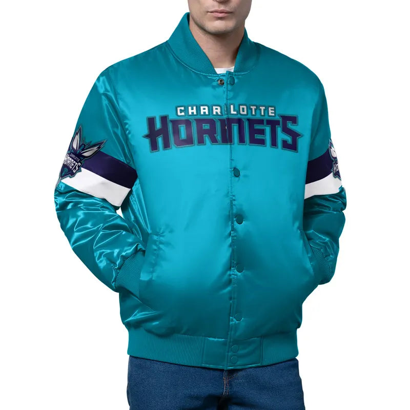 Charlotte Hornets Teal Varsity Jacket – Front View