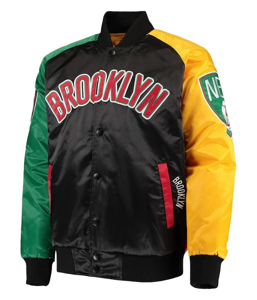 Brooklyn Nets Black Varsity Jacket – Back View