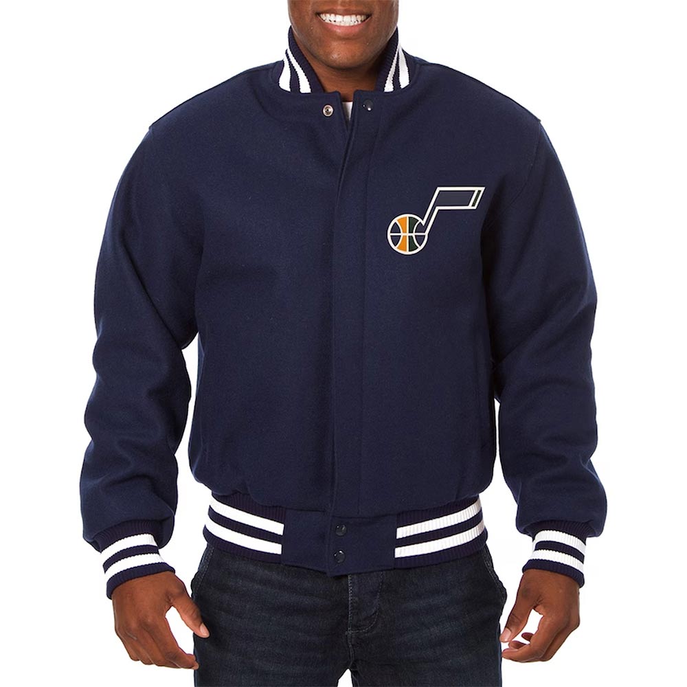 Utah Jazz Blue Varsity Jacket – Front View