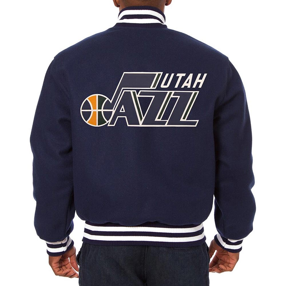 Utah Jazz Blue Varsity Jacket – Back View
