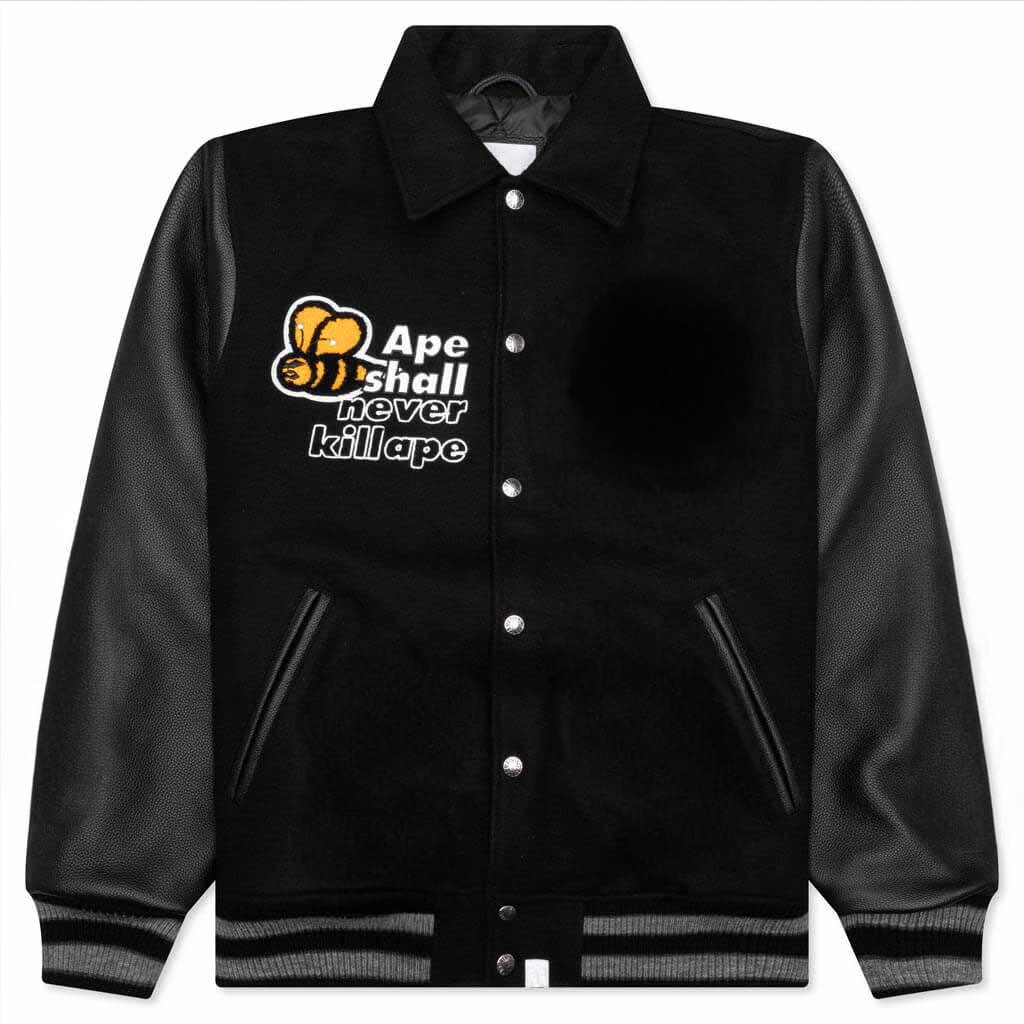 Black Black Varsity Jacket – Front View