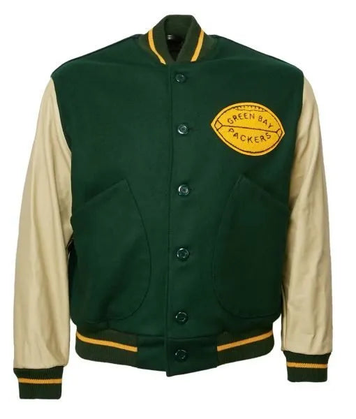 Green Bay Packers Green Varsity Jacket – Front View