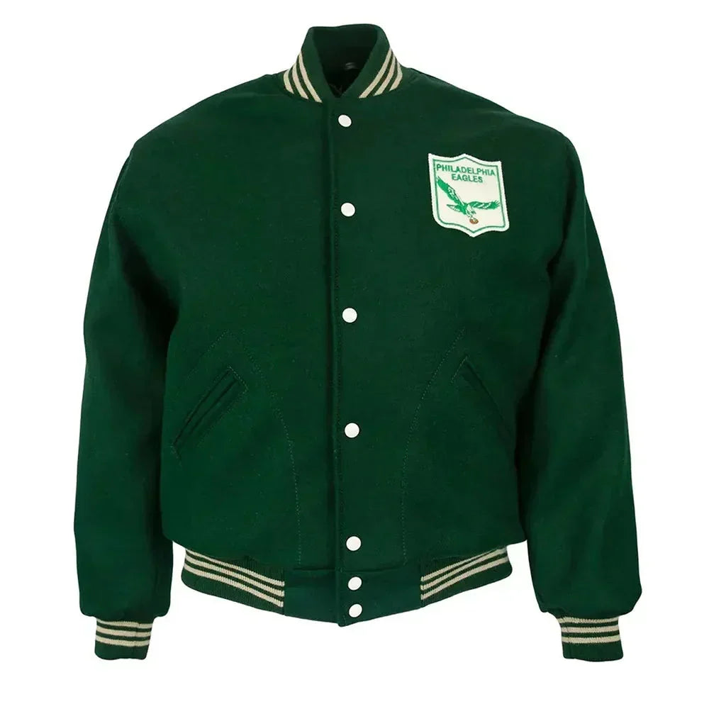 Philadelphia Eagles Green Varsity Jacket – Front View
