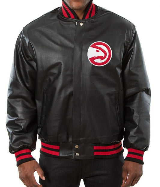 Atlanta Hawks Black Varsity Jacket – Front View