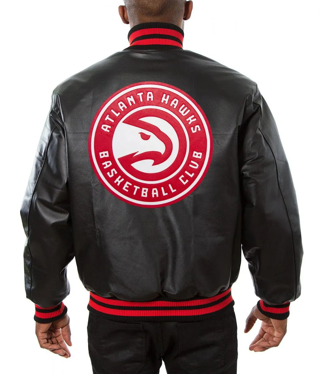 Atlanta Hawks Black Varsity Jacket – Back View