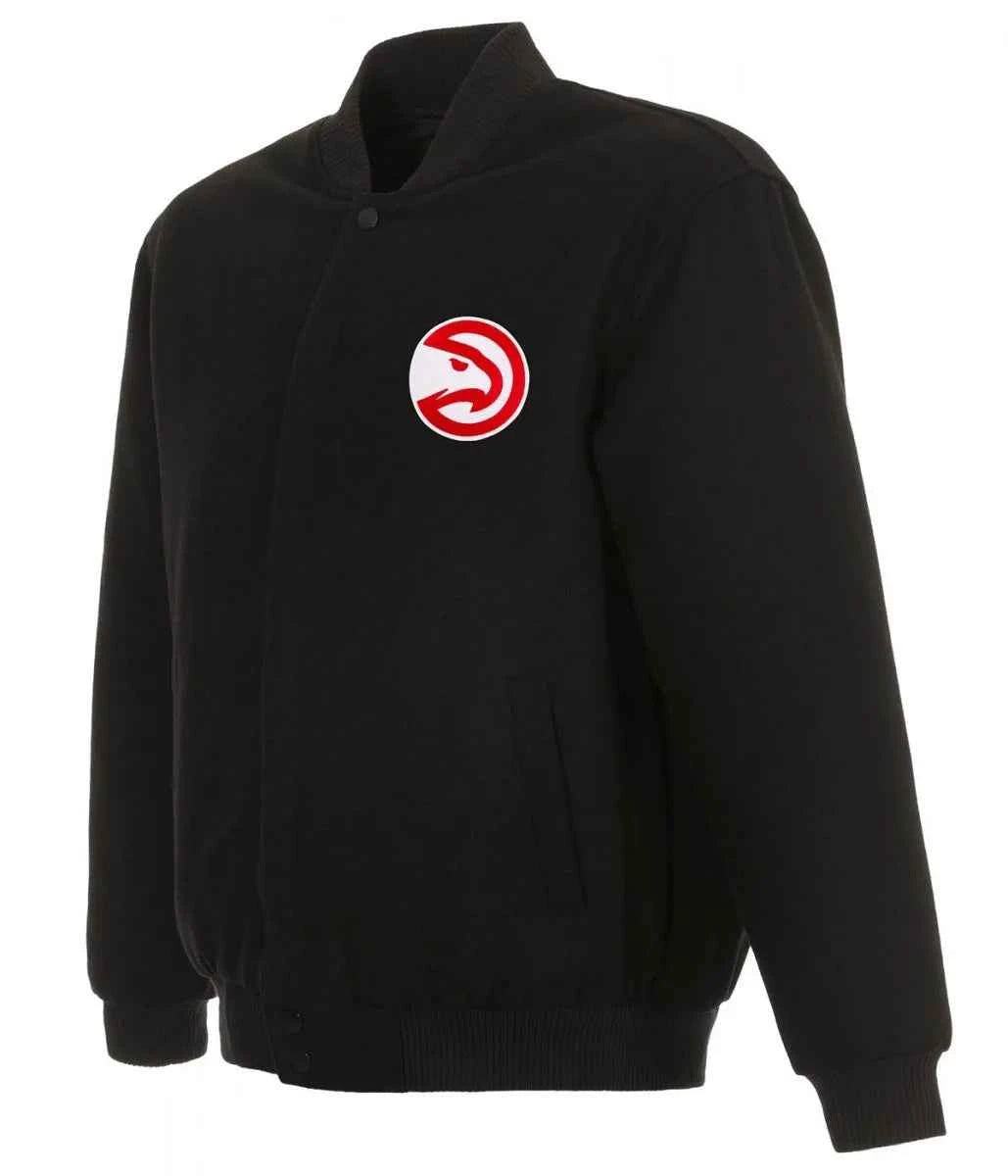 Varsity Atlanta Hawks Black Wool Jacket