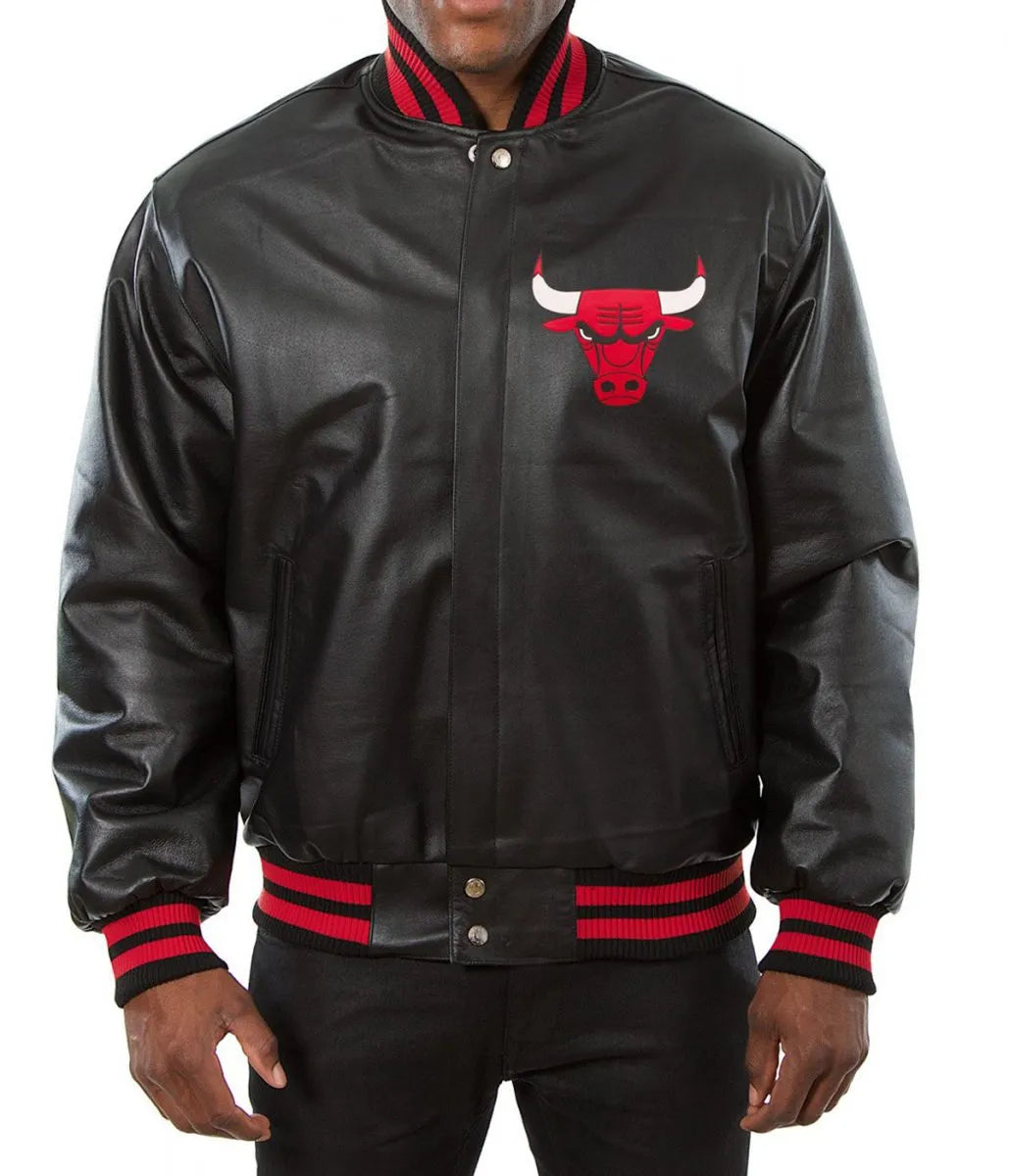 Chicago Bulls Black Varsity Jacket – Front View