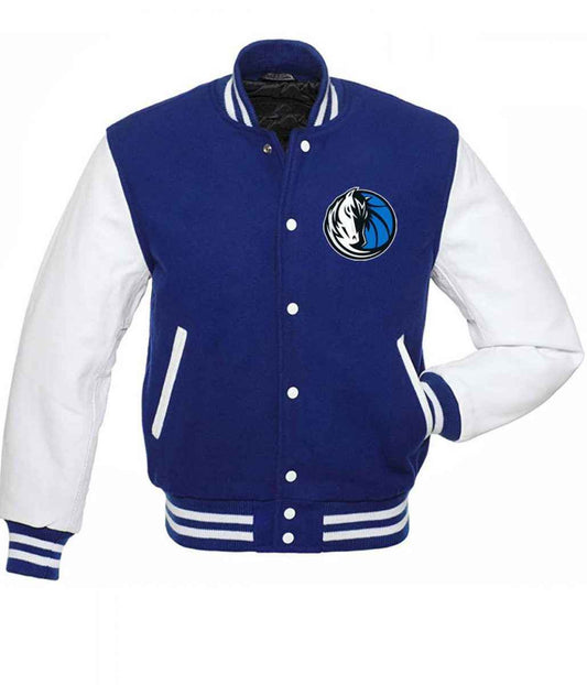 Varsity Dallas Mavericks NBA Blue and White Jacket
