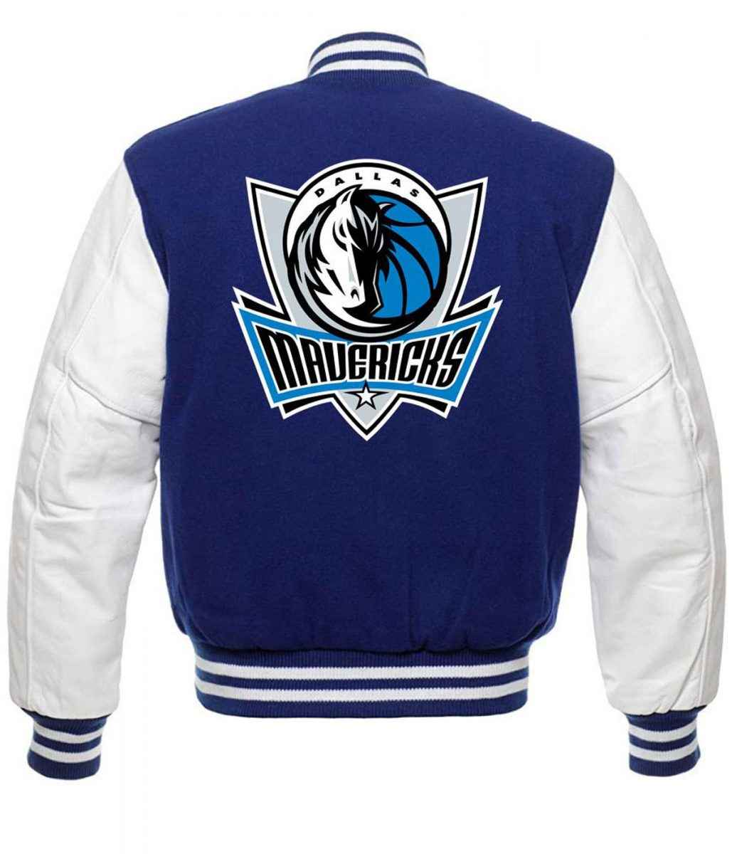 Varsity Dallas Mavericks NBA Blue and White Jacket