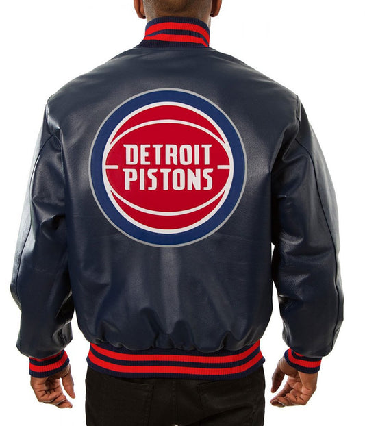 Detroit Pistons Blue Varsity Jacket – Front View