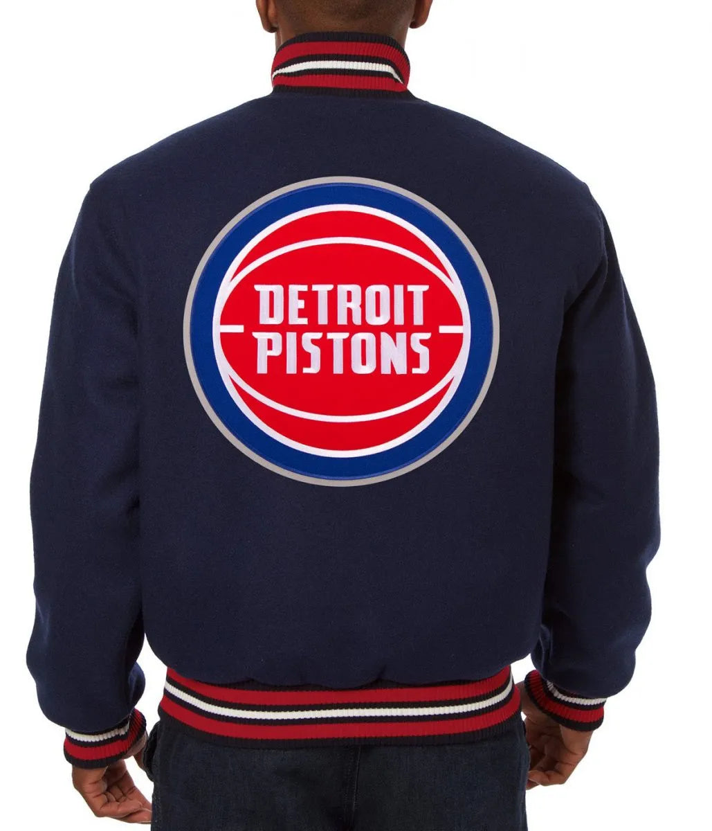 Detroit Pistons Blue Varsity Jacket – Front View