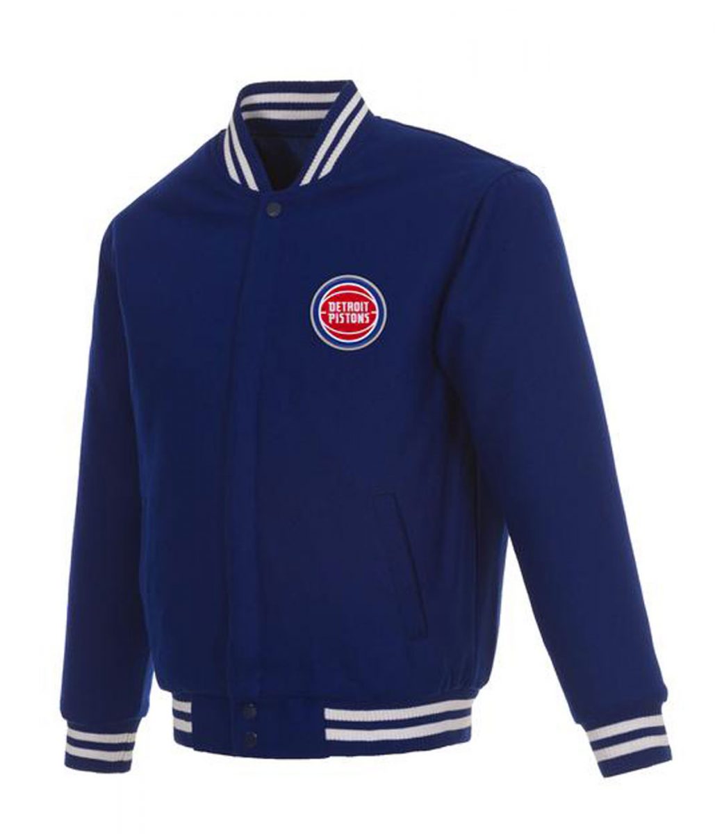Detroit Pistons Blue Varsity Jacket – Front View