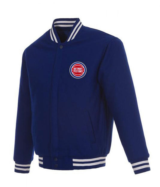 Detroit Pistons Blue Varsity Jacket – Front View