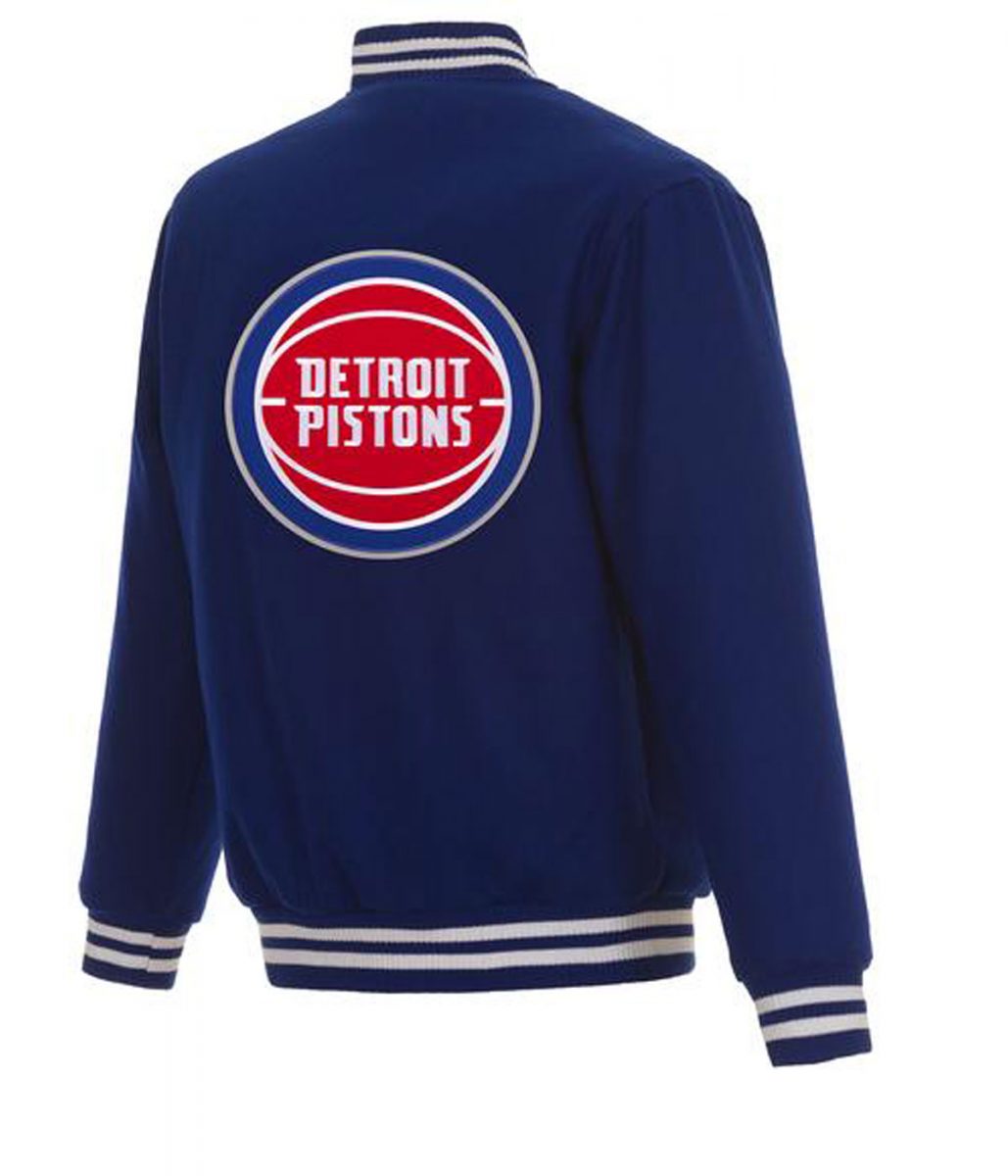 Detroit Pistons Blue Varsity Jacket – Back View