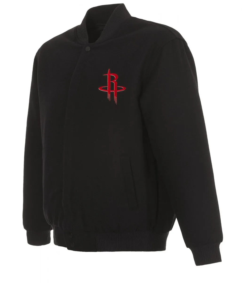 Houston Rockets Black Varsity Jacket – Front View