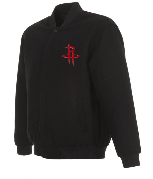 Houston Rockets Black Varsity Jacket – Front View