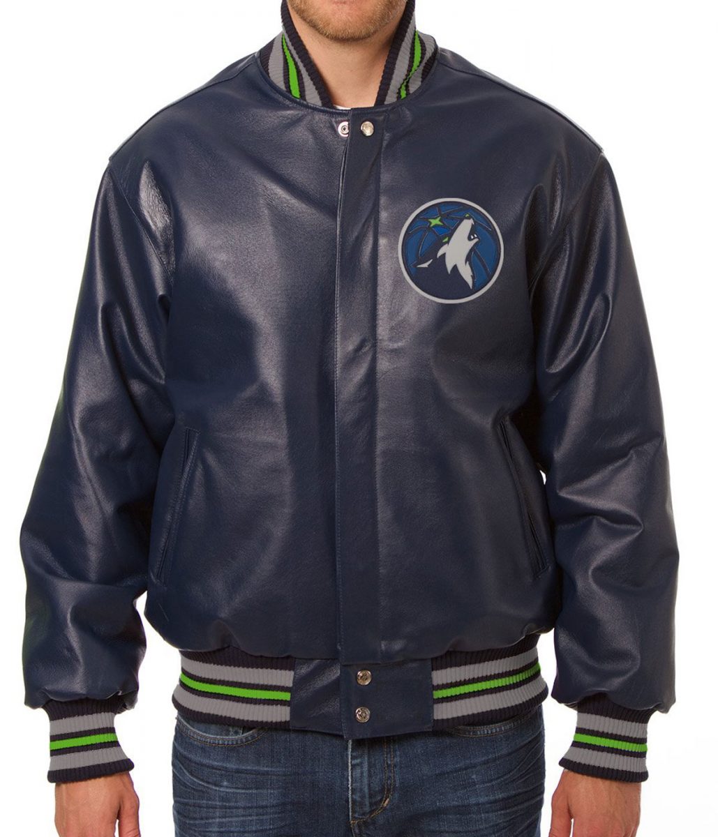 Minnesota Timberwolves Blue Varsity Jacket – Front View