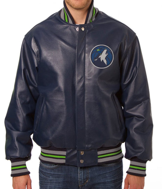 Minnesota Timberwolves Blue Varsity Jacket – Front View