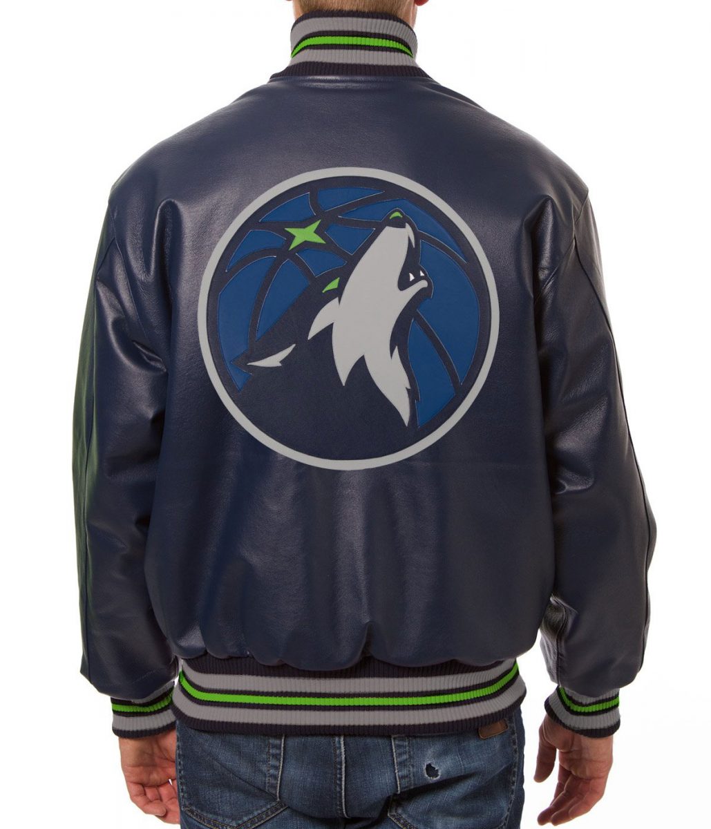 Minnesota Timberwolves Blue Varsity Jacket – Back View