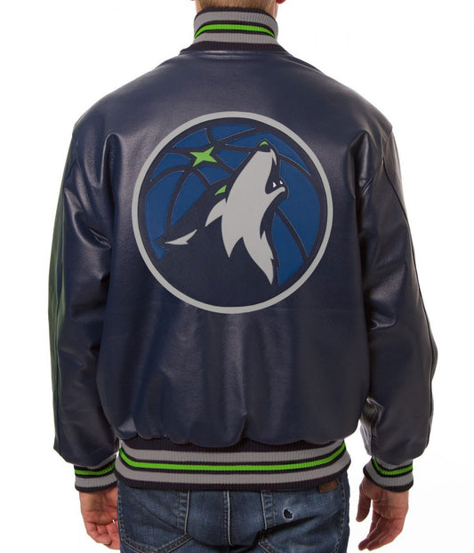 Minnesota Timberwolves Blue Varsity Jacket – Back View