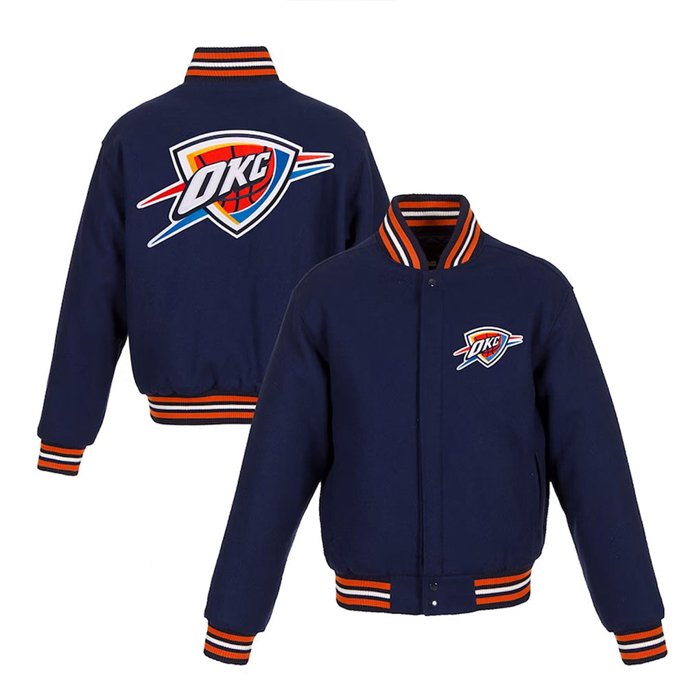 Oklahoma City Thunder Navy Varsity Jacket – Front View