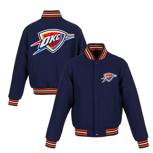 Oklahoma City Thunder Navy Varsity Jacket – Front View