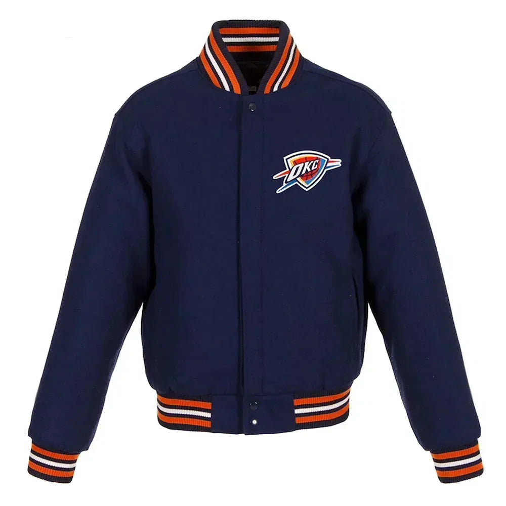 Oklahoma City Thunder Navy Varsity Jacket – Back View