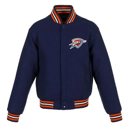 Oklahoma City Thunder Navy Varsity Jacket – Back View