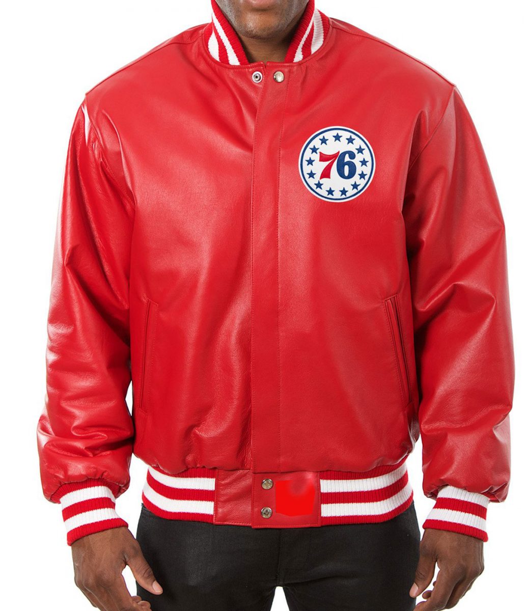 Philadelphia 76ers Red Varsity Jacket – Front View