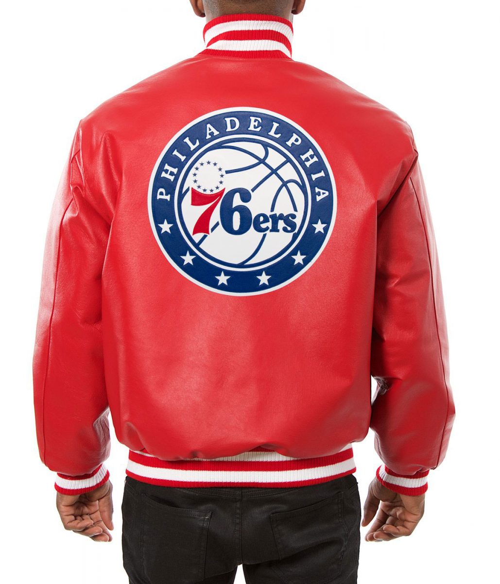 Philadelphia 76ers Red Varsity Jacket – Back View