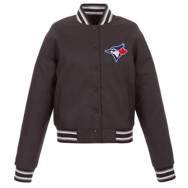 Toronto Blue Jays Black Satin Jacket – Front View