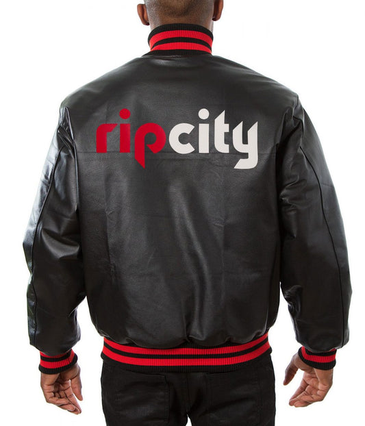 Portland Trail Blazers Black Varsity Jacket – Front View