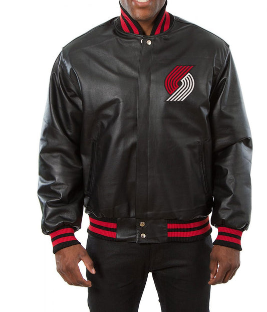 Portland Trail Blazers Black Varsity Jacket – Back View