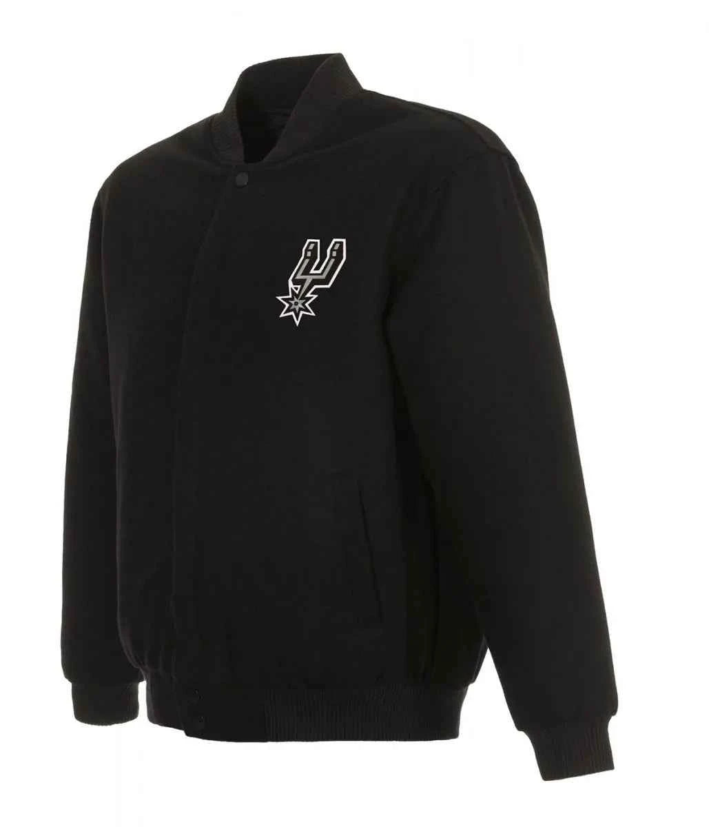 Varsity San Antonio Spurs Black Wool Jacket